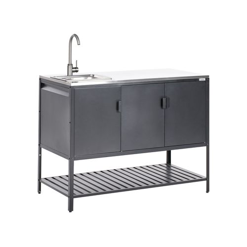 Cuisine D'extérieur 2 Pièces Avec Évier Maenza Métal Noir