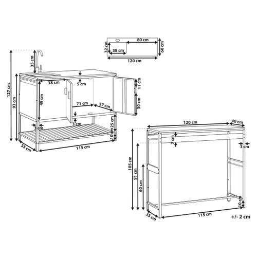 Cuisine D'extérieur 2 Pièces Avec Évier Maenza Métal Noir