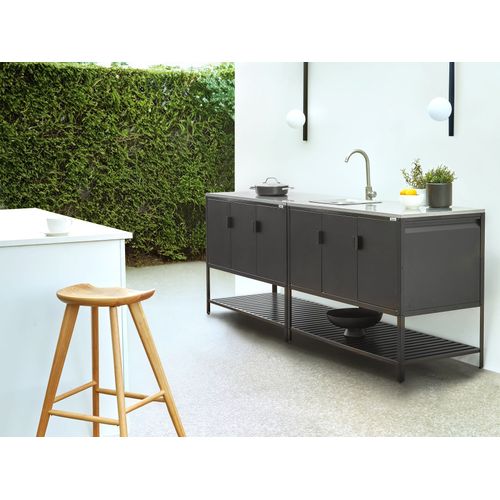 Cuisine D'extérieur 2 Pièces Avec Évier Maenza Métal Noir