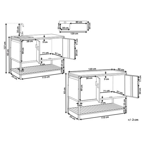 Cuisine D'extérieur 2 Pièces Avec Évier Maenza Métal Noir