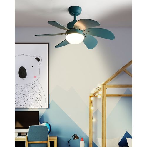 Ventilateur De Plafond Avec Lampe Logar Avec Télécommande LED Bleu