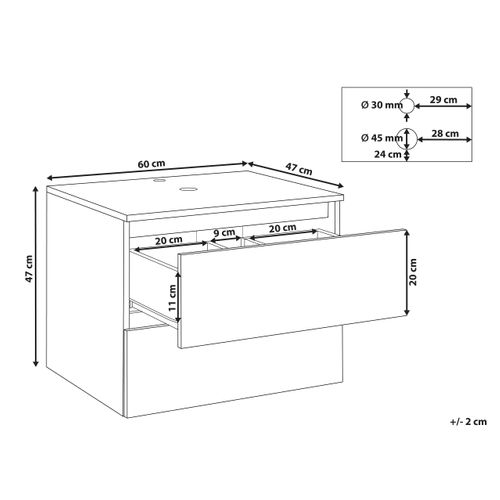 Meuble Lavabo Mural Serra 60 Cm Blanc