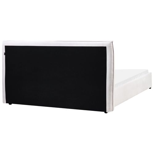 Lit Avec Sommier Velours Lavaur 160 X 200 Cm Blanc Cassé