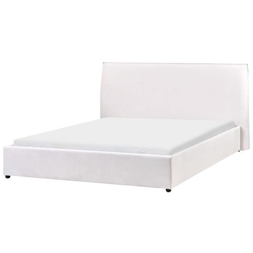 Lit Avec Sommier Velours Lavaur 160 X 200 Cm Blanc Cassé