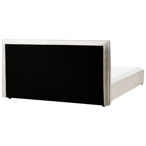 Lit Avec Sommier Velours Lavaur 180 X 200 Cm Taupe