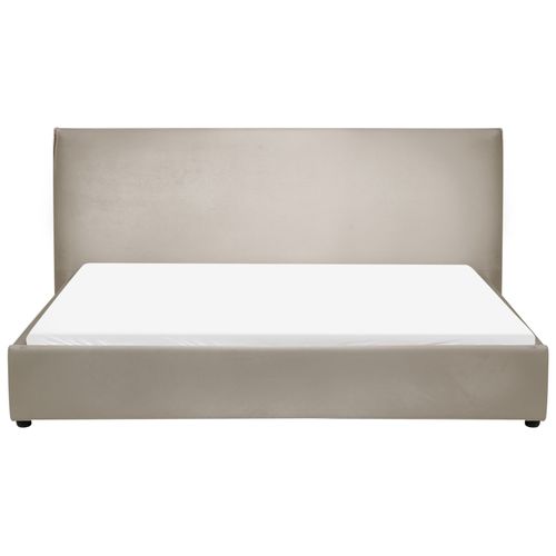 Lit Avec Sommier Velours Lavaur 180 X 200 Cm Taupe