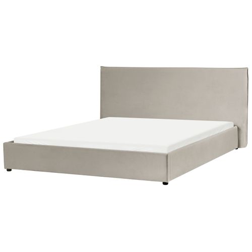 Lit Avec Sommier Velours Lavaur 180 X 200 Cm Taupe