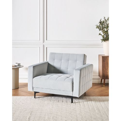 Fauteuil Aberdeen Velours Gris Clair