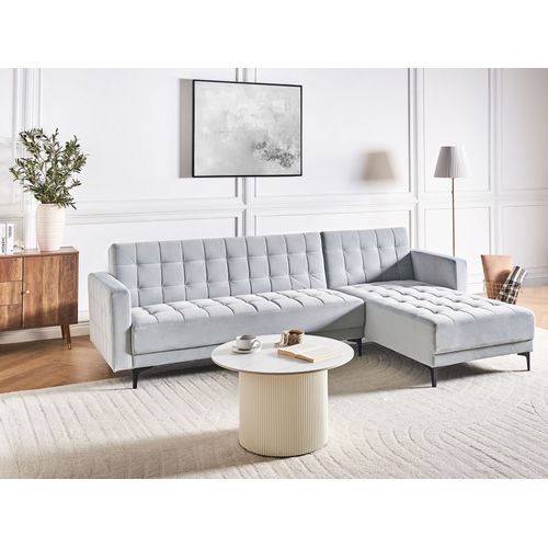 Canapé-lit D'angle Modulable 4 Places Aberdeen Velours Gris Clair Côté Gauche