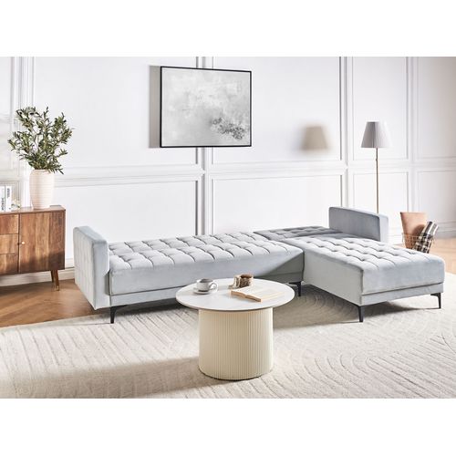Canapé-lit D'angle Modulable 4 Places Aberdeen Velours Gris Clair Côté Gauche
