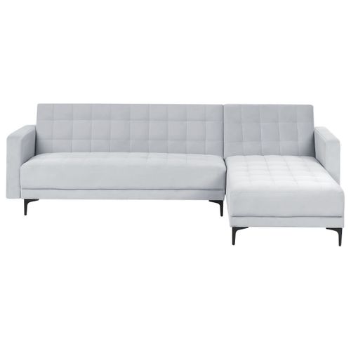 Canapé-lit D'angle Modulable 4 Places Aberdeen Velours Gris Clair Côté Gauche