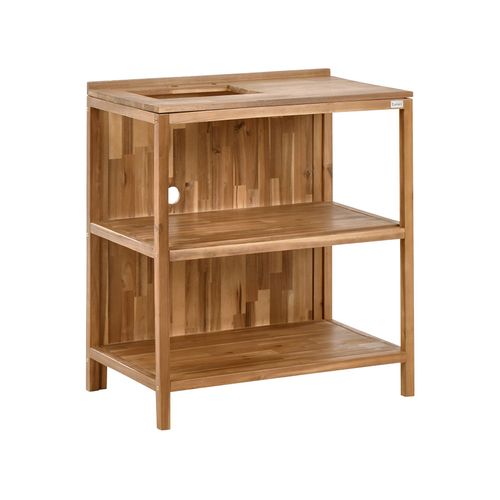 Ilot De Cuisine Extérieure Avec Évier Venosa Acacia Marron/noir Marron