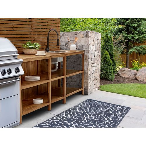 Ilot De Cuisine Extérieure Avec Évier Venosa Acacia Marron/noir Marron