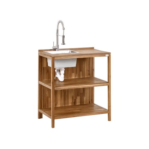 Ilot De Cuisine Extérieure Avec Évier Venosa Acacia Marron/argenté