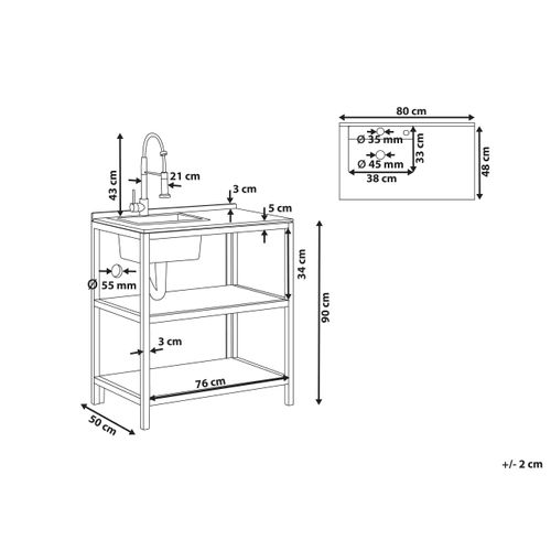 Ilot De Cuisine Extérieure Avec Évier Venosa Acacia Marron/argenté