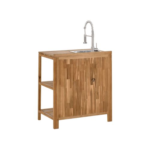 Ilot De Cuisine Extérieure Avec Évier Venosa Acacia Marron/argenté