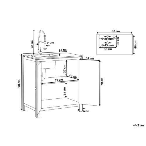 Meuble De Cuisine D'extérieur Avec Évier Venosa Acacia Marron/noir