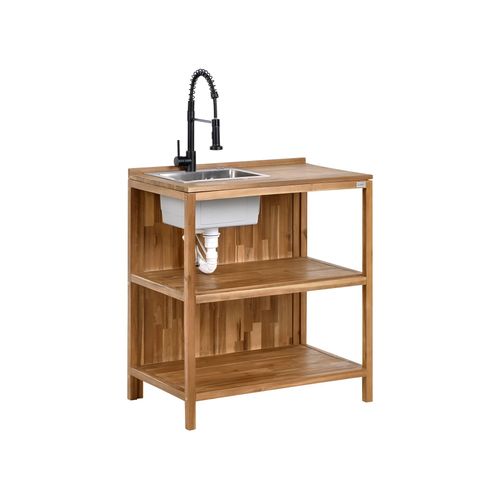 Cuisine D'extérieur 3 Pièces Avec Évier Venosa Acacia Marron/noir