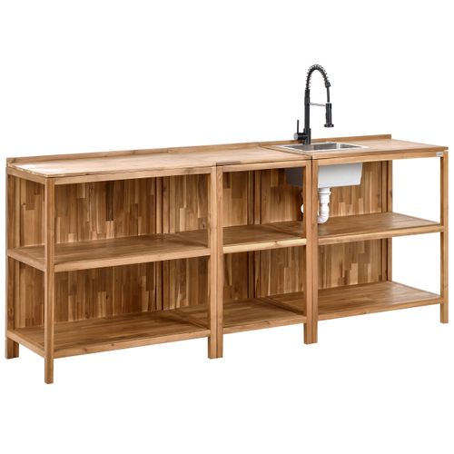 Cuisine D'extérieur 3 Pièces Avec Évier Venosa Acacia Marron/noir