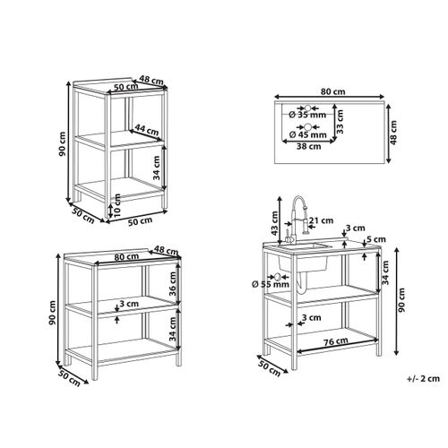 Cuisine D'extérieur 3 Pièces Avec Évier Venosa Acacia Marron/noir