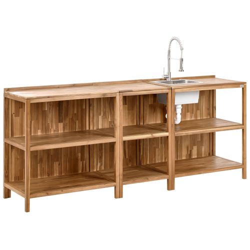 Cuisine D'extérieur 3 Pièces Avec Évier Venosa Acacia Marron/argenté