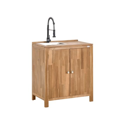 Cuisine D'extérieur 3 Pièces Avec Évier Venosa Acacia Marron/noir