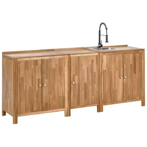 Cuisine D'extérieur 3 Pièces Avec Évier Venosa Acacia Marron/noir