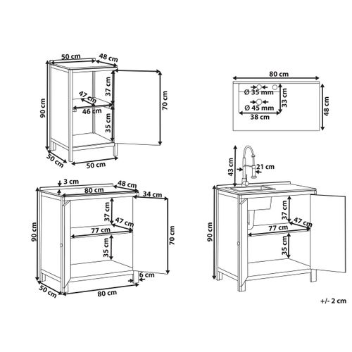 Cuisine D'extérieur 3 Pièces Avec Évier Venosa Acacia Marron/argenté