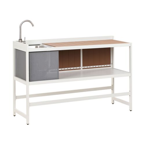 Cuisine D'extérieur 3 Pièces Avec Évier Ortisei Métal Blanc