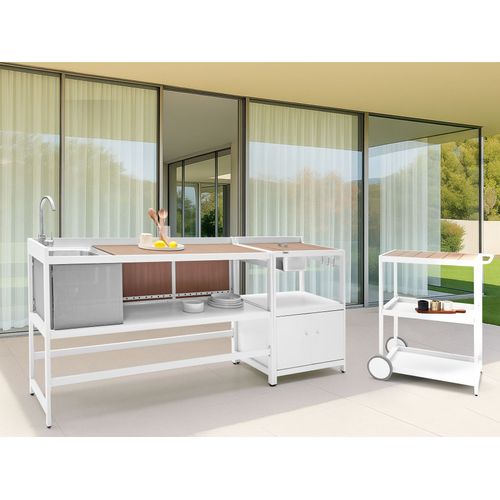 Cuisine D'extérieur 3 Pièces Avec Évier Ortisei Métal Blanc