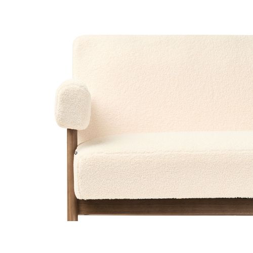 Canapé 2 Places Tamre Bouclé Blanc Cassé/marron Foncé