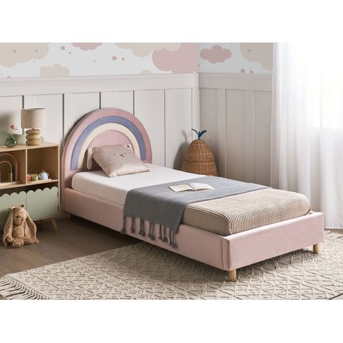 Lit D'enfant Arc-en-ciel Velours Landeillau 90 X 200 Cm Rose