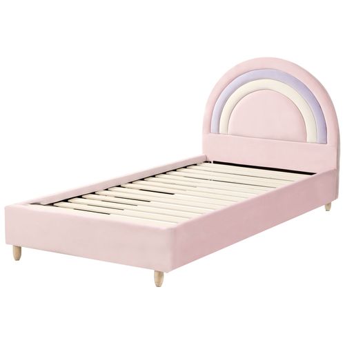 Lit D'enfant Arc-en-ciel Velours Landeillau 90 X 200 Cm Rose