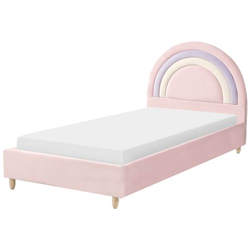 Lit D'enfant Arc-en-ciel Velours Landeillau 90 X 200 Cm Rose