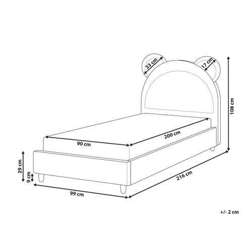 Lit D'enfant Ours En Peluche Velours Mailles 90 X 200 Cm Bleu