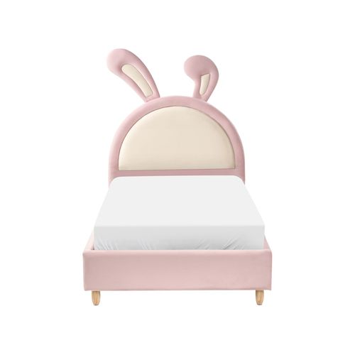 Lit D'enfant Lapin Velours Lallias 90 X 200 Cm Rose