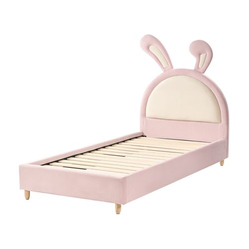 Lit D'enfant Lapin Velours Lallias 90 X 200 Cm Rose