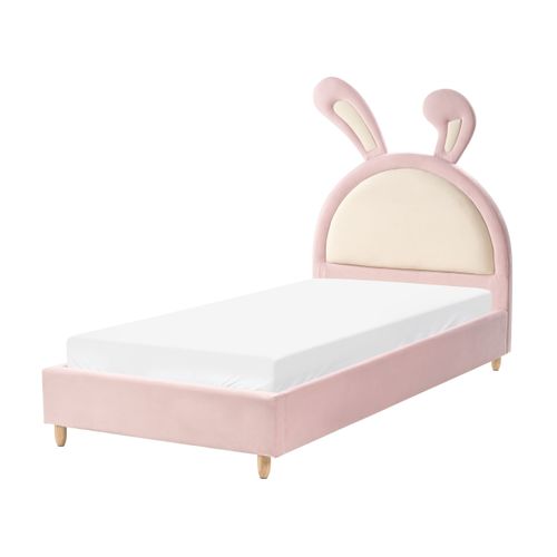 Lit D'enfant Lapin Velours Lallias 90 X 200 Cm Rose