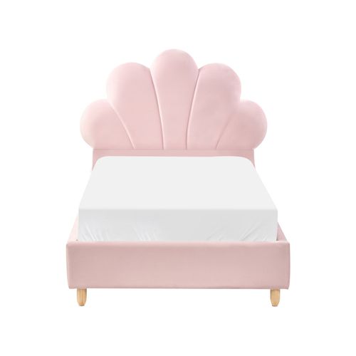 Lit D'enfant Coquillage Velours Neulise 90 X 200 Cm Rose