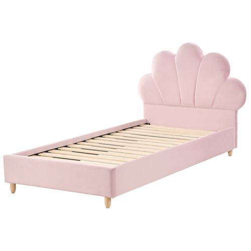 Lit D'enfant Coquillage Velours Neulise 90 X 200 Cm Rose