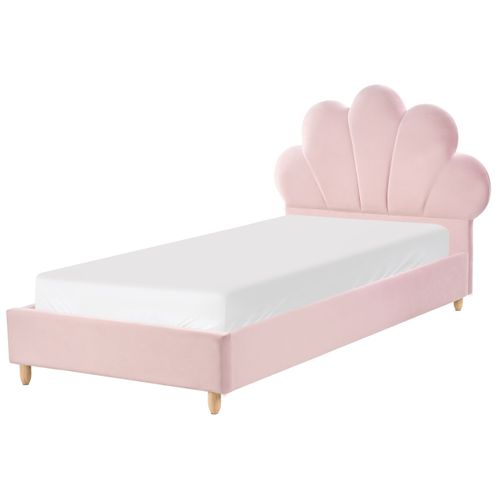 Lit D'enfant Coquillage Velours Neulise 90 X 200 Cm Rose