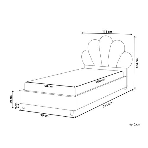 Lit D'enfant Coquillage Velours Neulise 90 X 200 Cm Rose