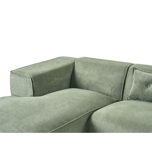 Canapé D'angle 3 Places Dolva Tissu Chenille Vert Foncé Côté Droit