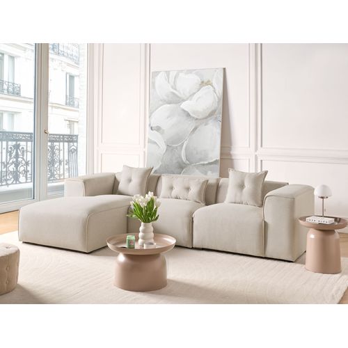 Canapé D'angle 3 Places Dolva Tissu Beige Clair Côté Droit