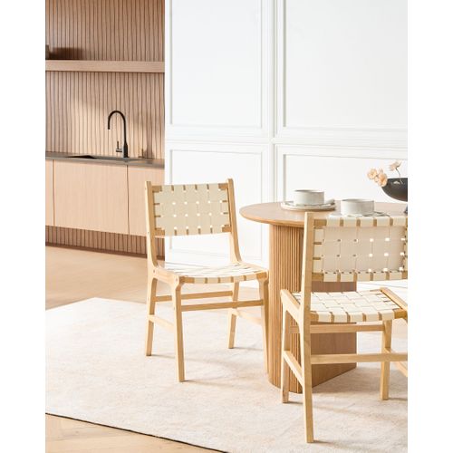 Lot De 2 Chaises De Salle à Manger Humble Bois D'hévéa Marron Clair