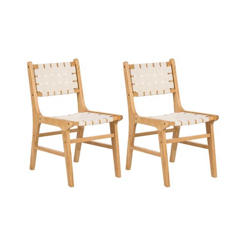 Lot De 2 Chaises De Salle à Manger Humble Bois D'hévéa Marron Clair