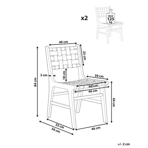 Lot De 2 Chaises De Salle à Manger Humble Bois D'hévéa Marron Clair