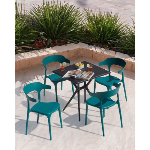 Lot De 4 Chaises De Jardin Gubbio Bleu Paon