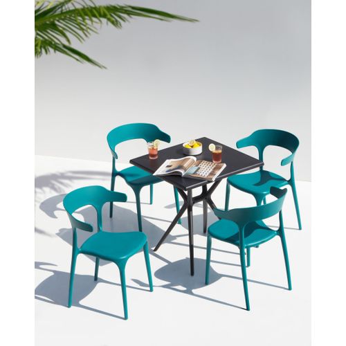 Lot De 4 Chaises De Jardin Gubbio Bleu Paon