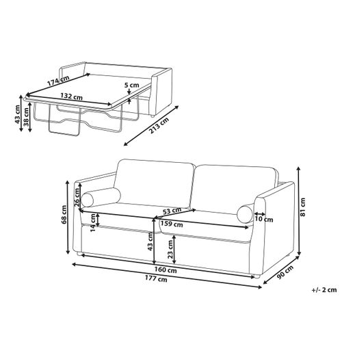 Canapé-lit Inkoo Tissu Blanc Cassé